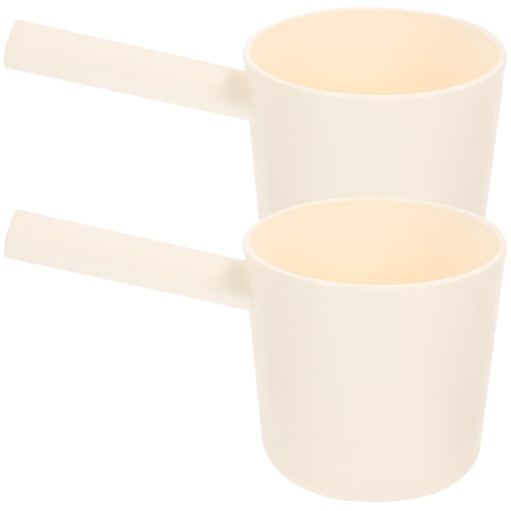Toyandona 2Pcs Beige Plastic Water Dipper with Long Handle for Kitchen Household and Bath Use