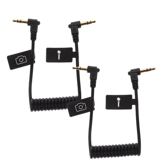 Toyandona 2Pcs Coiled Headphone Cable Black Copper Core Rubber for General Users and Audio Recording