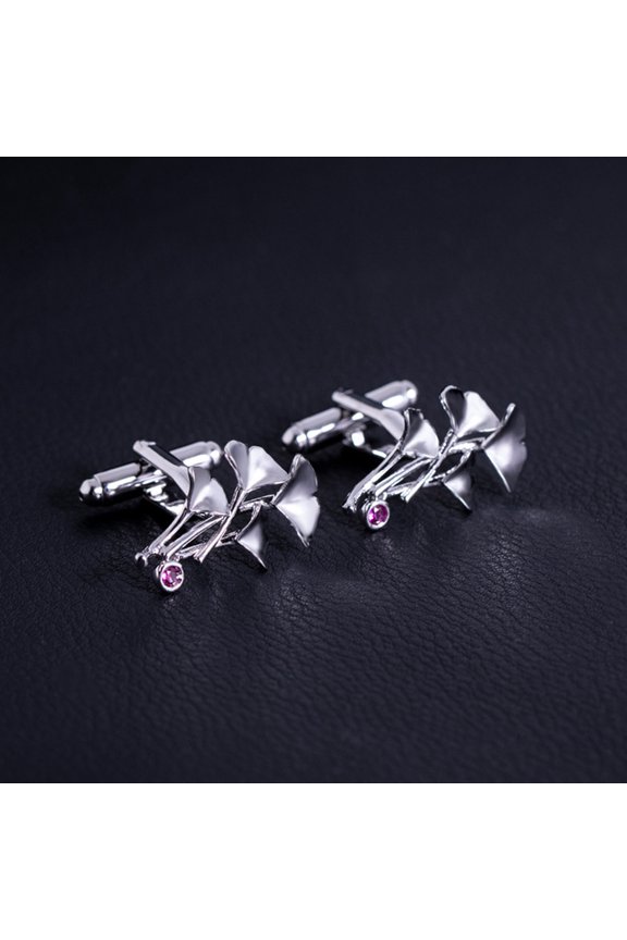 2Pcs Decorative Ginkgo Leaf Cuff Links Mens Metal Accessories for Suits Coats