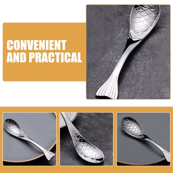 Toyandona Set of 2 Fish-Shaped Stainless Steel Spoons with Plated , Ideal for Kitchen Use and Dining