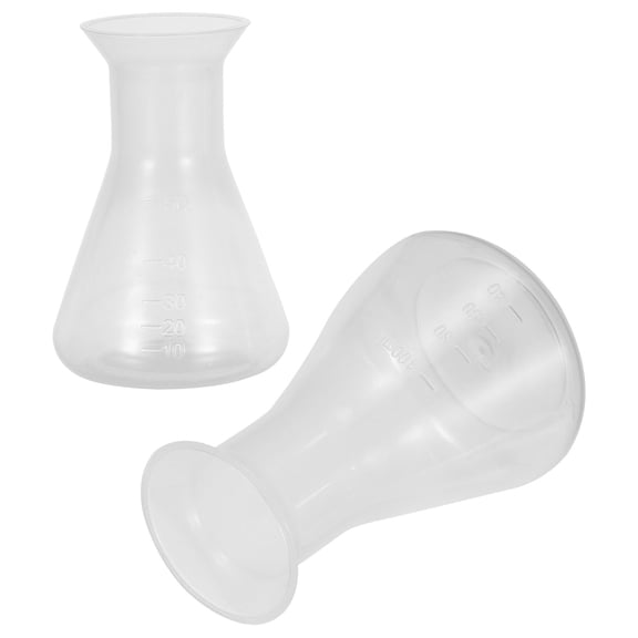 Toyandona 2Pcs Plastic Laboratory Beaker Flask with Measuring Scale for Science Lab Equipment