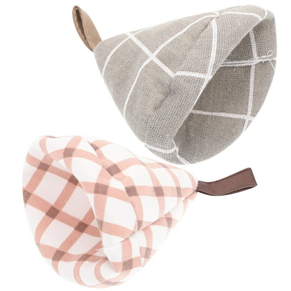 Toyandona 2Pcs Pot Sleeve Pot Knob Cap Cotton Protect Hands from Scalding Cookware Coffee Grid Triangle
