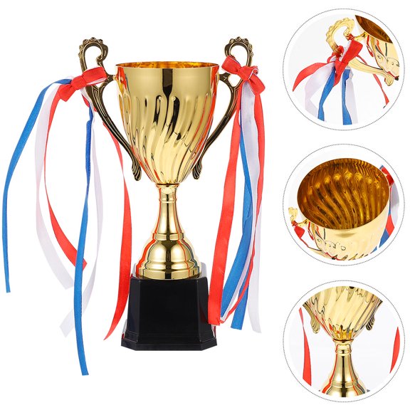 Toyandona 2Pcs Small Plastic Trophy Award for Office Game Competitions Basketball Rugby Prize