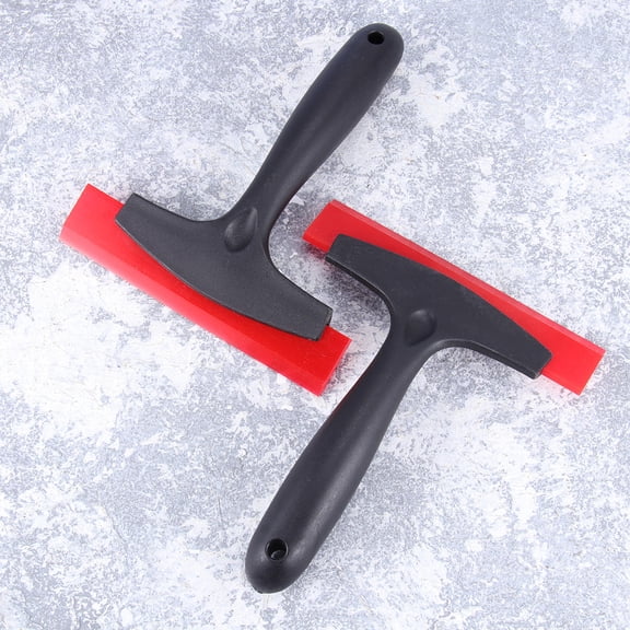 Toyandona 2Pcs Snow Scraper for Car with Rubber Edge Non Slip Handle Red Plastic Material