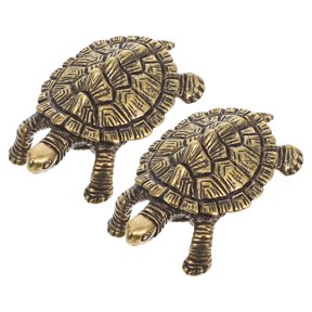 Toyandona 2Pcs Turtle Shaped Brass Drawer Knobs Traditional Chinese Style Cabinet Handles for Home Furniture