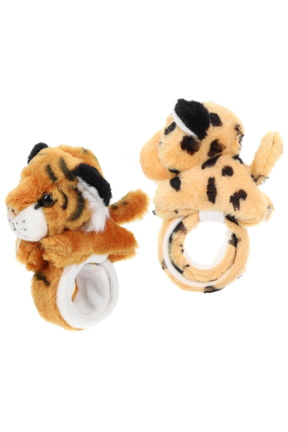 2Pcs Plush Yellow Animal Slap Bracelets Fun Party Decoration Bands