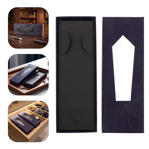 Toyandona Navy Rigid Paper Tie Box for Daily Use, Easy Identification with Window, 2Pcs