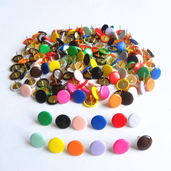 Toyandona 300Pcs Aesthetic Thumb Tacks Assorted Color Plastic Flat Drawing for Bulletin Boards and Corkboard Use