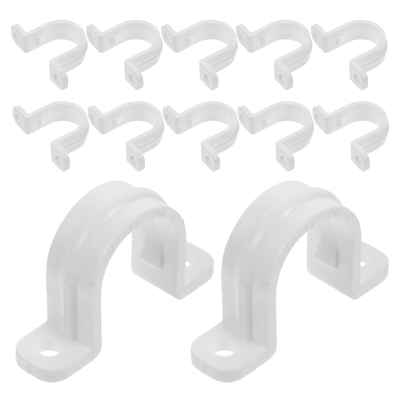 Toyandona 30Pcs White PVC U Clamp Pipe Brackets for Pipe Fixing on Walls Wood and Cylinders