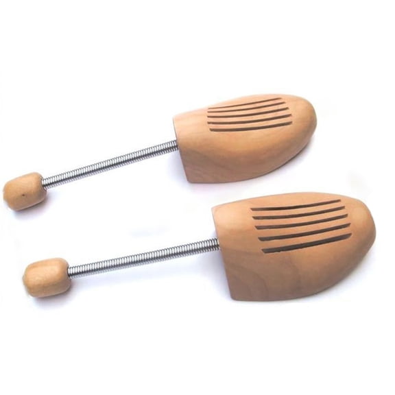 Toyandona 4Pairs Beige Wooden Shoe Keeper with Adjustable Spring to Maintain Shoe Shape