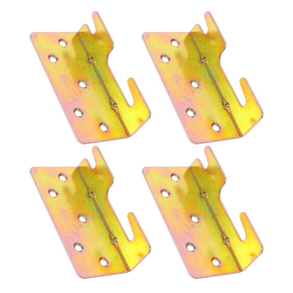 Toyandona 4Pcs Golden Bed Frame Hook Plates Easy Install Connectors for Bed Rails and Posts