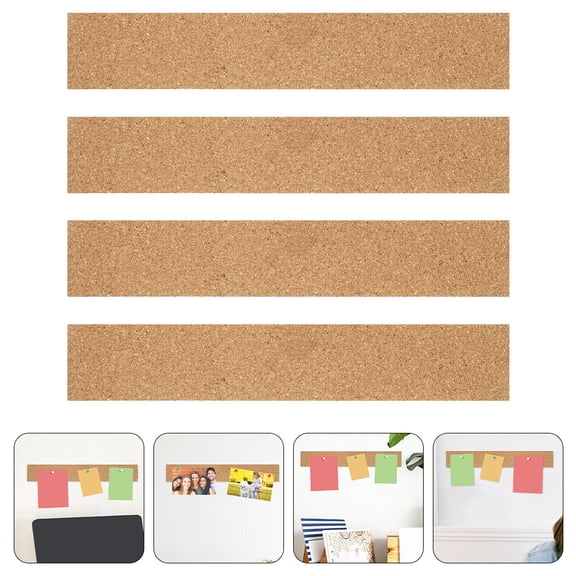 Toyandona 4Pcs Natural Frameless Cork Board Strips for Office Memo Message Display Light Brown
