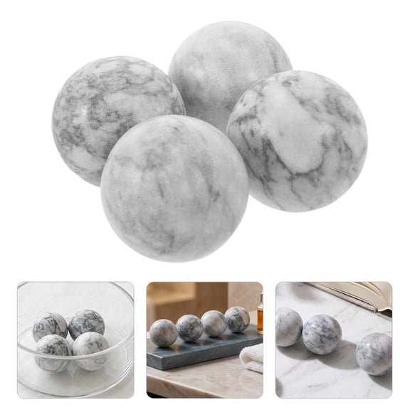 Toyandona 4Pcs Smooth Marble Look Stone Sphere Vase Fillers for Elegant Tabletop and Living Room Decor