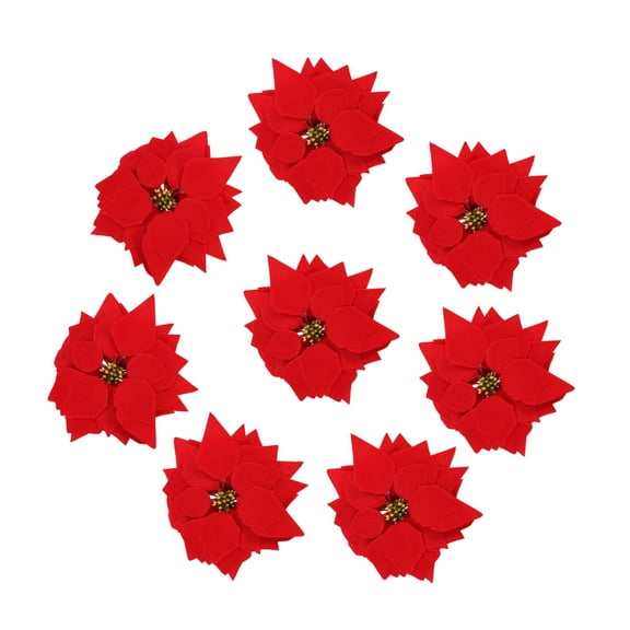 Toyandona 50Pcs Red Artificial Christmas Flowers Perfect for Tree Centerpieces and Outdoor Holiday Decor