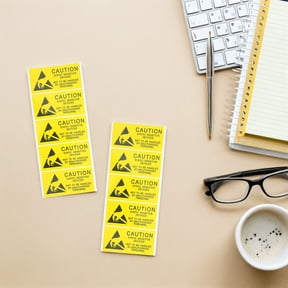 Toyandona 50-Pack Yellow Electrostatic Warning Stickers for Static Sensitive Devices, Adhesive ESD Labels