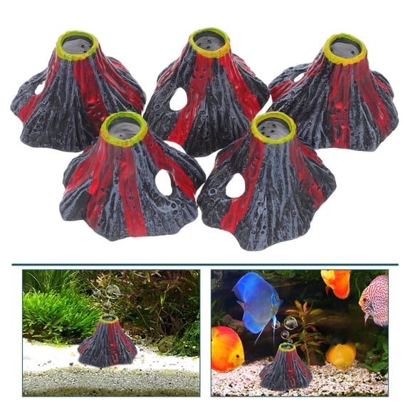 Toyandona 5Pcs Aquarium Volcano Decor Resin Fish Tank Ornament with Authentic Volcanic Texture