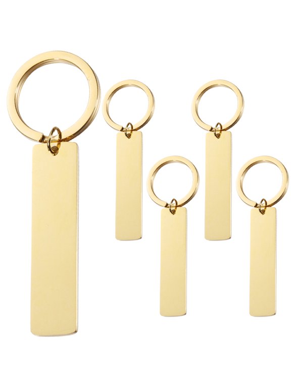 Golden Stainless Steel Blank Key with Hanging for Custom Design 5 Pack
