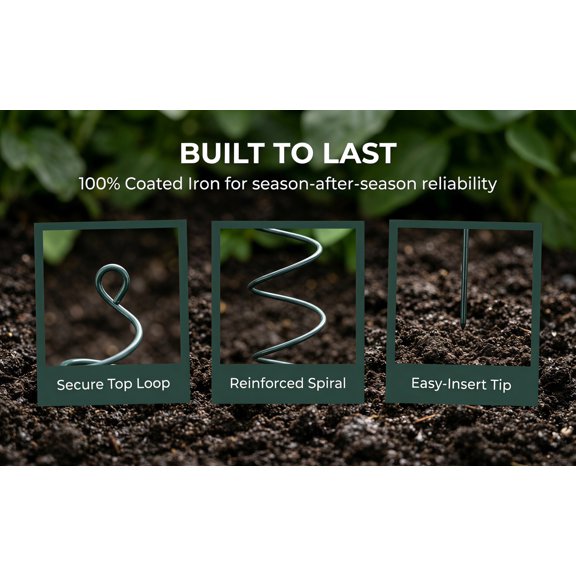 Toyandona 5Pcs Tomato Plant Stakes Green Iron Material for Spring Garden Support, Tall Flowers