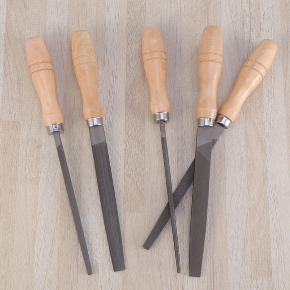 Toyandona 5-Piece Assorted Color Rasp File Set, Metal Wood Plastic Hand Files with Ergonomic Wooden Handles for Crafts