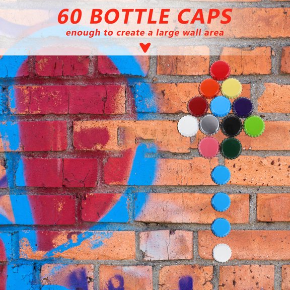 Toyandona 60Pcs Multicolor Beer Bottle Caps for Crafting Wall Art Unique Double Side Design