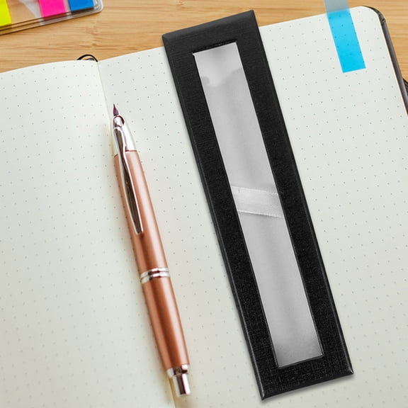 Toyandona 6Pcs Black Paper Pen Boxes Empty with Transparent Window Storage Case