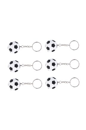 6-Pack Black Metal Football Keychains Souvenir Keyrings for Keys and Accessories