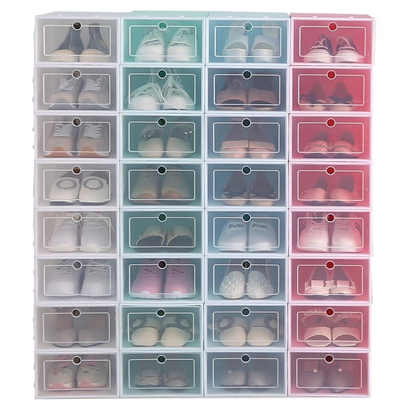 Toyandona 6Pcs Transparent Door Blue Shoe Containers for Closet and Storage Cabinet Use