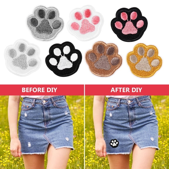 Toyandona 7Pcs Lovely Paw Pattern Patches for Clothes Iron on Polyester Repair Appliques