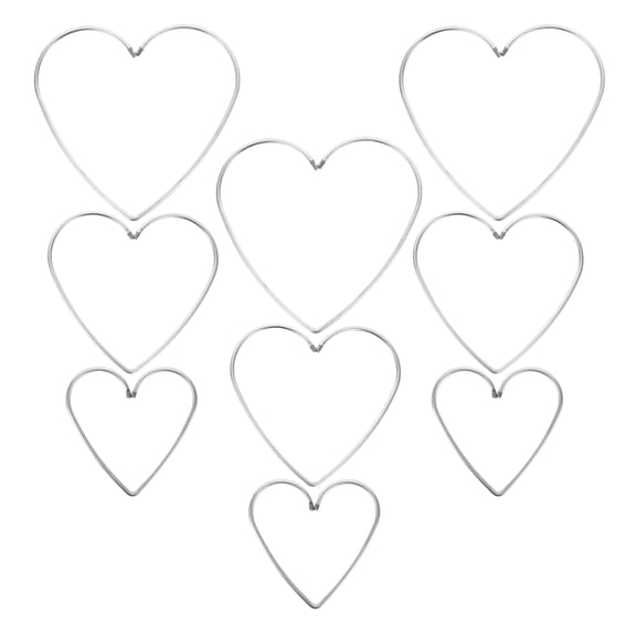 Toyandona 9Pcs Plated Silver Dreamcatcher Metal Rings Heart Shape DIY Craft Hoops for Decoration