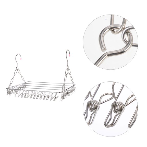 Toyandona Anti Slip Plated Silver Sock Hanger with Multiple Clips for Clothes Drying and Storage