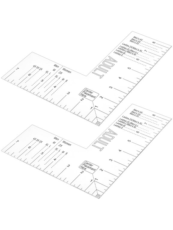 Clear Acrylic T-Shirt Ruler Set, Precise Alignment Tool with Multiple Scales, 2 Pieces for Sewing and Crafting