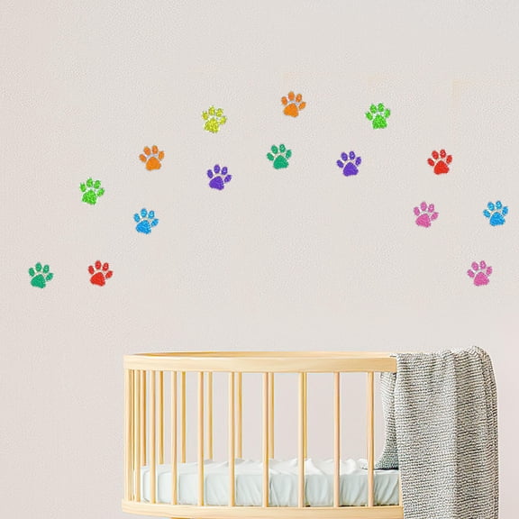 Toyandona Assorted Color Dog Paw Stickers Removable Wall Decal for Bedroom Living Room and Smooth Surfaces