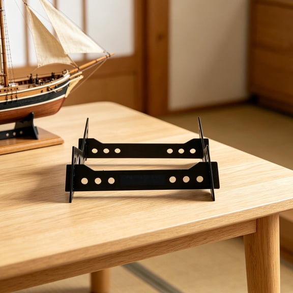 Toyandona Black Plastic Model Boat Display Stand with Adjustable Leveling and Precise Showcase