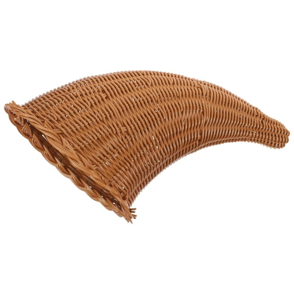 Toyandona Khaki Woven Cornucopia Basket for Decoration and Food Storage