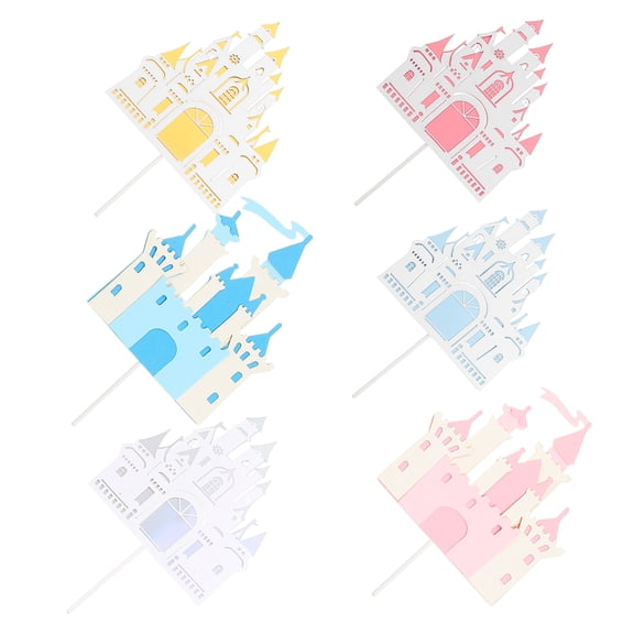 Toyandona Castle Decoration Insert Assorted Color Paper for Party Cakes 6Pcs