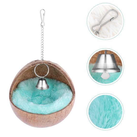 Toyandona Coconut Shell Hamster Nest Bed with Cotton for Small Animal Sleeping and Home Decor