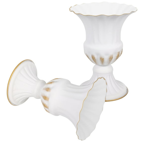 Toyandona 2Pcs White Iron Flower Vase Grave Memorial Vase for Lawn Decoration