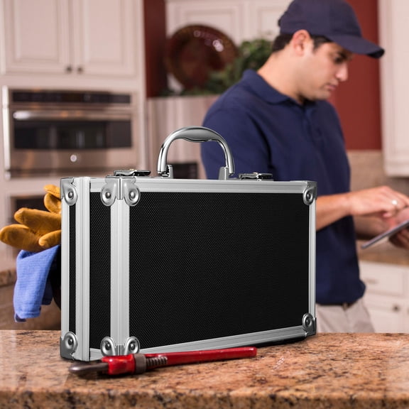 Toyandona Compact Aluminum Alloy Toolbox with Lock Right Angle Design and Protective Foam Interior