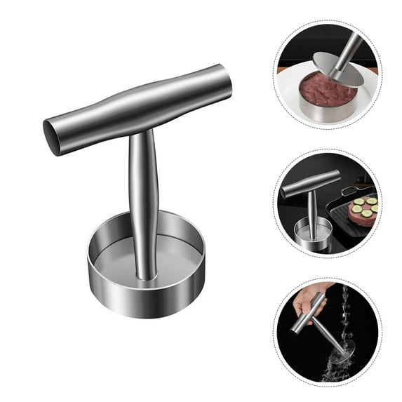Toyandona Burger Patty Maker Stainless Steel Hamburger Smasher Tool for Daily Use Silver