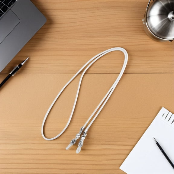 Toyandona White Eyeglass Cord Necklace with Adjustable Silicone Ends for Comfortable Wear