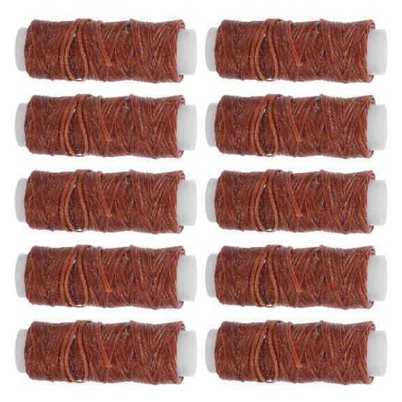 Toyandona Flat Waxed Thread Coffee Polyester for Hand Stitching and Upholstery Repair