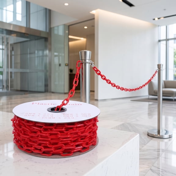 Toyandona Heavy Duty Red Plastic Chain Links for Outdoor Safety Barriers and Event Queue Line