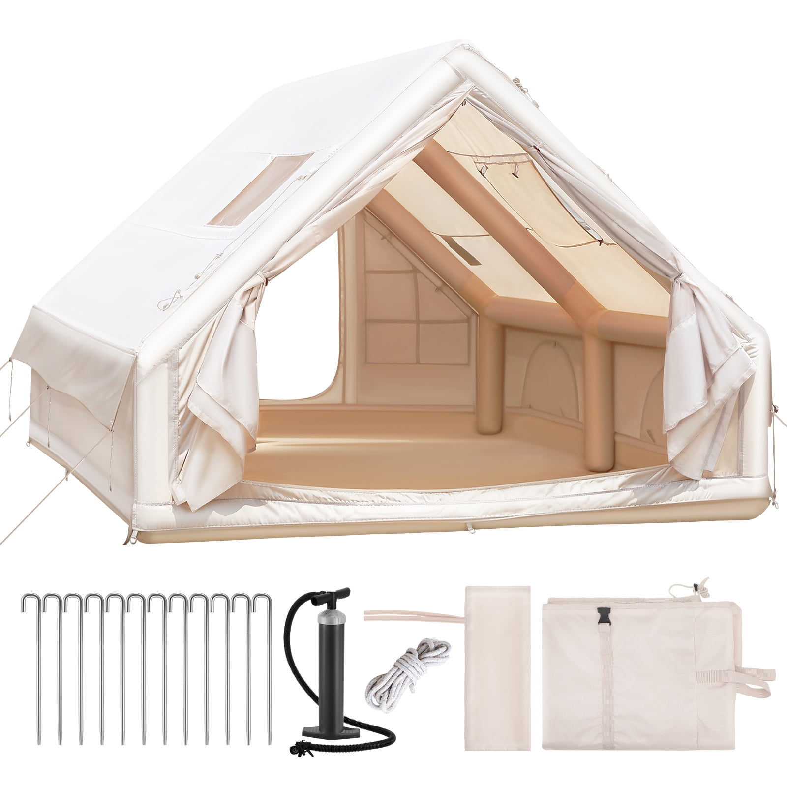 Toyandona Inflatable Tent in Beige, 420D Oxford Fabric, Enhanced Ventilation, Lightweight and Easy to Carry