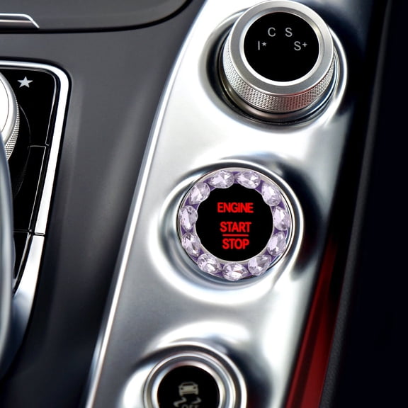 Toyandona Lavender Car Start Engine Cover Bling Rhinestone Decorative Ignition Ring