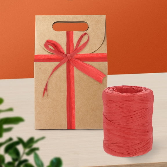 Toyandona Natural Red Raffia Paper Rope Smooth and Supple for Handmade Craft and Packaging