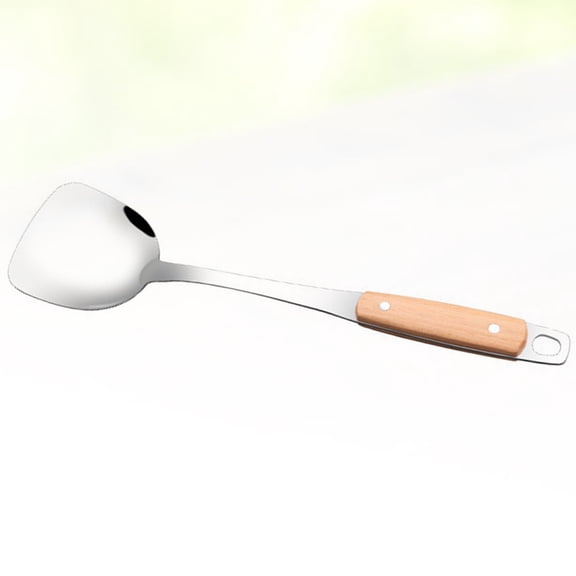 Toyandona Plated Silver Stainless Steel Turner with Wood Handle Cooking Utensil for Home Use