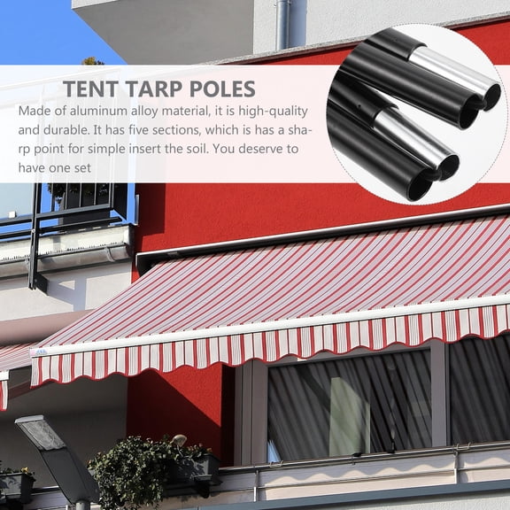 Toyandona Portable Black Multi Section Canopy Support Rod for Outdoor Camping Tent Awning