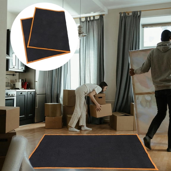 Toyandona Quilted Moving Blankets Black Portable Pads for Furniture Protection during Moving