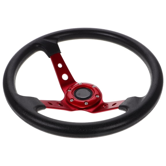 Toyandona Red Kart Style Steering Wheel for Cars with Aluminum Alloy Frame and Comfortable PU Grip Material