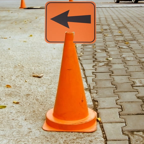 Toyandona Orange ABS Traffic Cone Top Directional Sign, Easy Attach Cone Arrow Marker for Road Safety and High Visibility